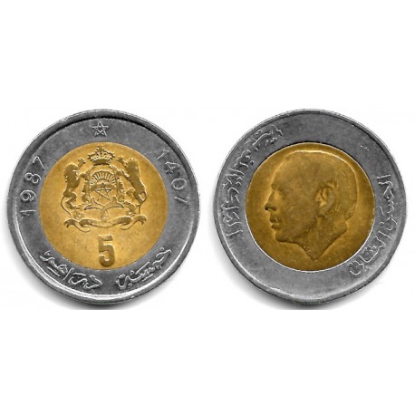(Y82) Marruecos. 1987. 5 Dirhams (MBC-)