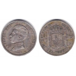Alfonso XIII. 1903*(19-03). 1 Peseta (BC+/BC) (Plata) Ceca de Madrid SM-V