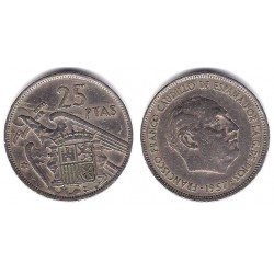 Estado Español. 1957*(70). 25 Pesetas (BC/BC+)