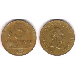(120.2) Uruguay. 2005. 5 Pesos (BC+)