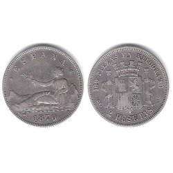 Gobierno Provisional. 1870*(18-75). 2 Pesetas (MBC) (Plata) Ceca de Madrid DE-M