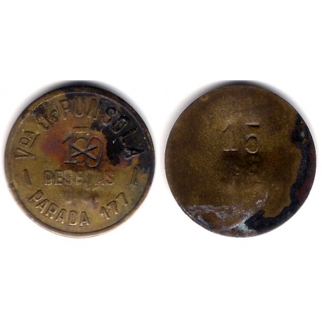 Vda. de Punsola. 5 Pesetas (MBC) Marca de 10 Anverso y 15 en Reverso