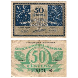 Manresa. 1937. 50 Céntimos (MBC-) Serie C