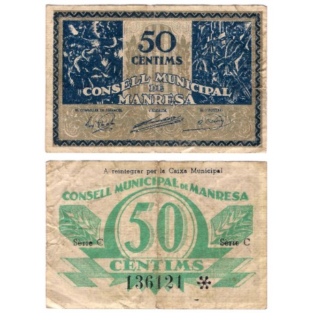 Manresa. 1937. 50 Céntimos (MBC-) Serie C