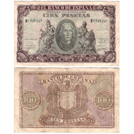 Estado Español. 1940. 100 Pesetas (MBC) Serie D