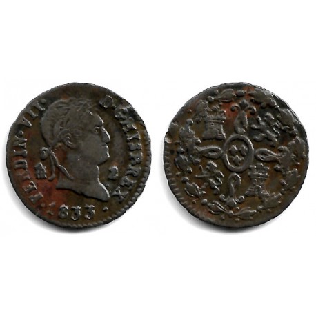 Fernando VII. 1833. 2 Maravedi (MBC-) Ceca de Segovia
