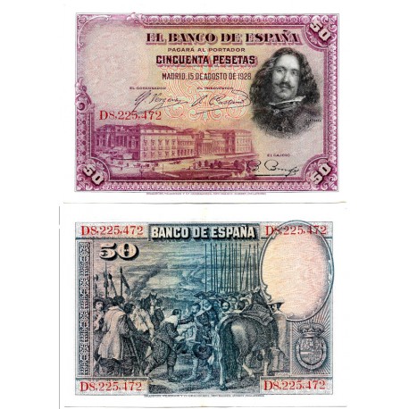 España. 1928. 50 Pesetas (EBC/EBC+) Serie D
