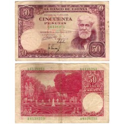 Estado Español. 1951. 50 Pesetas (MBC-) Serie A. Manchas