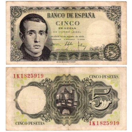 Estado Español. 1951. 5 Peseta (MBC+) Serie 1K