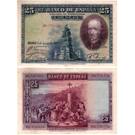 España. 1928. 25 Pesetas (EBC-) Serie D