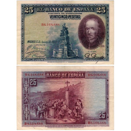 España. 1928. 25 Pesetas (EBC-) Serie B