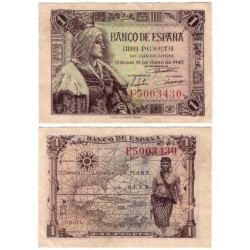 Estado Español. 1945. 1 Peseta (EBC-) Serie F