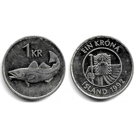 (27a) Islandia. 1992. 1 Krona (MBC)