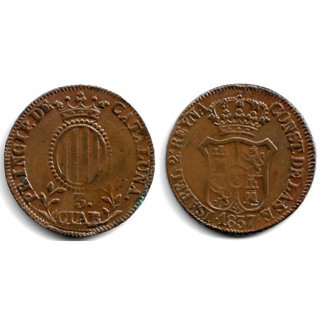Isabel II. 1837. 3 Cuartos (BC+) Ceca de Cataluña
