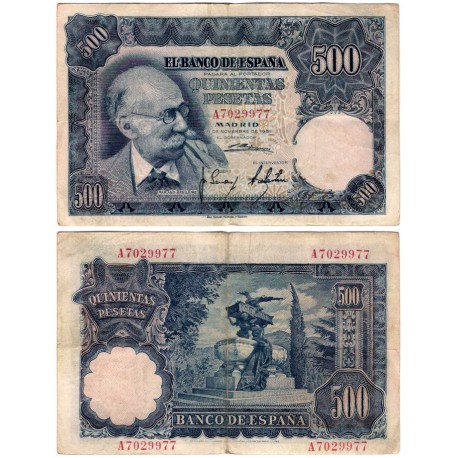 Estado Español. 1951. 500 Pesetas (MBC-) Serie A