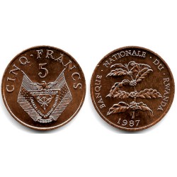 (13) Ruanda. 1987. 5 Francs (SC)