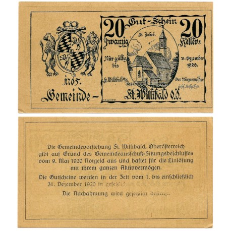 Sankt Willibald (Alta Austria). 1920. 20 Heller (SC)
