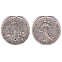 (854) Francia. 1916. 50 Centimes (MBC) (Plata)