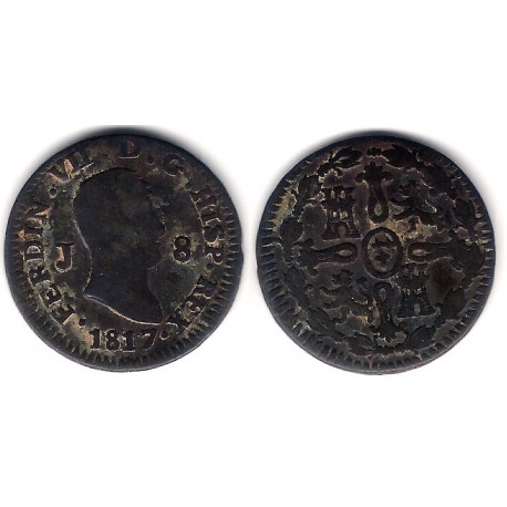 Fernando VII. 1817. 8 Maravedi (BC/BC+) Ceca de Jubia