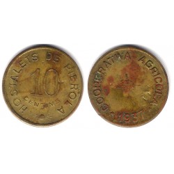 Hostalets de Pierola. Cooperativa Agrícola. 1937. 10 Céntimos (MBC)