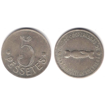 Sant Hipólit de Voltregà. Unió de Cooperadors. 5 Pessetes (MBC)