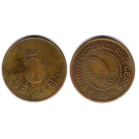 Unió de Cooperadors de Cercs. 5 Céntimos (MBC+)