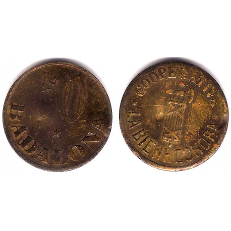 Cooperativa La Bienhechora. Badalona. 50 Céntimos (BC+)