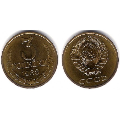 (Y128a) Unión Soviética. 1988. 3 Kopeks (SC-)
