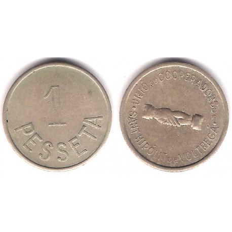 Sant Hipolit de Voltregà. Unió de Cooperadors. 1 Peseta (MBC+)