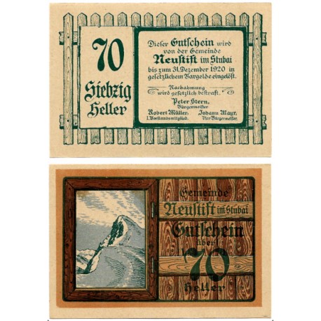 Neustift in Stubai (Tirol). 1920. 70 Heller (SC)