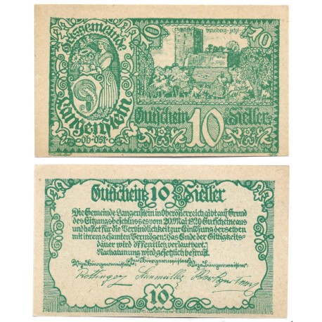 Langenstein (Alta Austria). 1920. 10 Heller (SC)