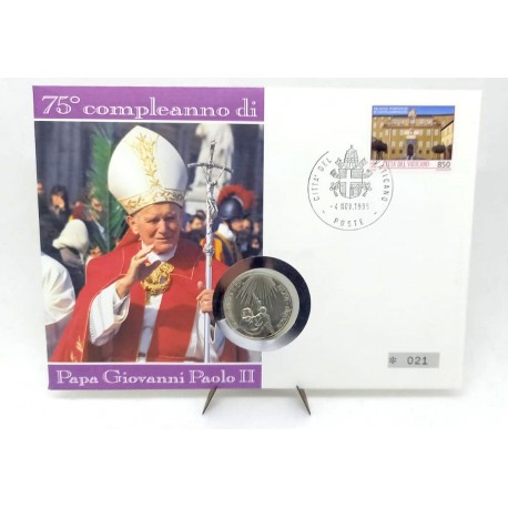 Ciudad del Vaticano. 1995. Sobre Conmemorativo con Sello y Moneda de 500 Lira (Nuevo) (Plata)