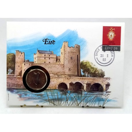 Irlanda. 1985. Sobre Conmemorativo con Sello y Moneda (Nuevo)