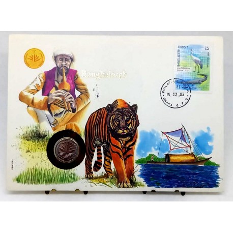 Bangladesh. 1992. Sobre Conmemorativo con Sello y Moneda (Nuevo)