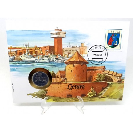 Lituania. 1993. Sobre Conmemorativo con Sello y Moneda (Nuevo)