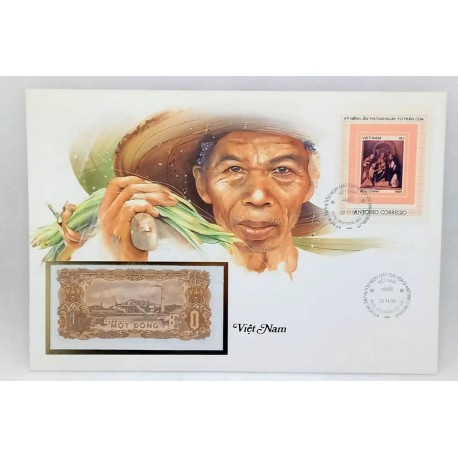 Vietnam. 1984. Sobre Conmemorativo con Sello y Billete (Nuevo)