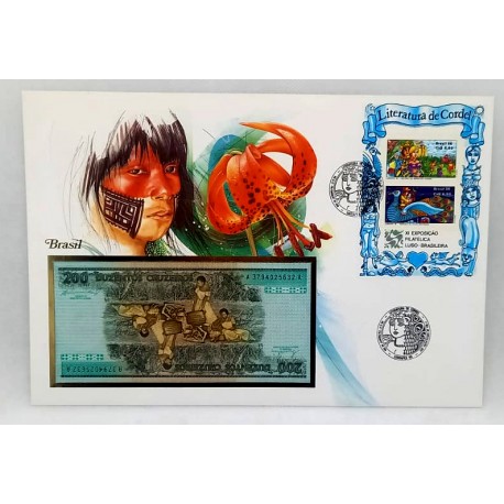 Brasil. 1986. Sobre Conmemorativo con Sello y Moneda (Nuevo)
