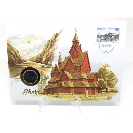 Noruega. 1993. Sobre Conmemorativo con Sello y Moneda (Nuevo)