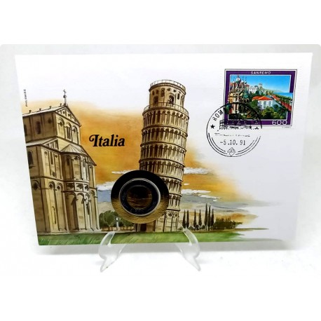 Italia. 1991. Sobre Conmemorativo con Sello y Moneda (Nuevo)