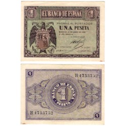 Estado Español. 1938. 1 Peseta (SC) Serie H. Mancha