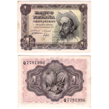 Estado Español. 1951. 1 Peseta (SC) Serie Q. Manchas