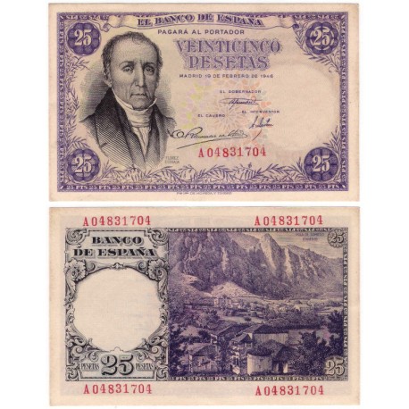 Estado Español. 1946. 25 Pesetas (EBC+/SC-) Serie A