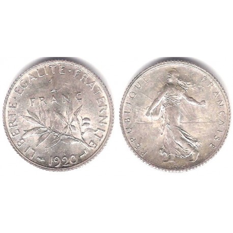 (844.1) Francia. 1920. 1 Franc (EBC) (Plata)