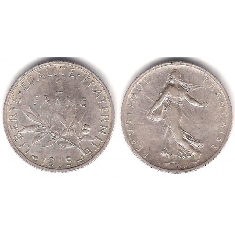 (844.1) Francia. 1915. 1 Franc (MBC+) (Plata)