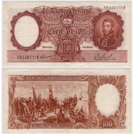 (277) Argentina. 1967-69. 100 Pesos (MBC+/EBC-)