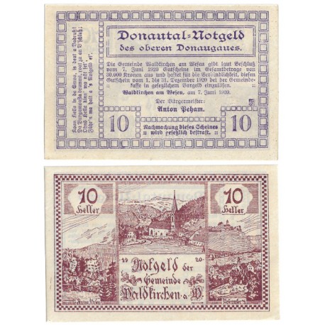 Waldkirschen am Wesen (Alta Austria). 1920. 10 Heller (SC)