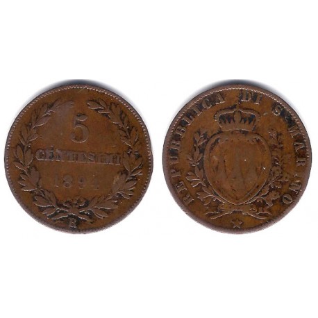 (1) San Marino. 1894. 5 Centesimi (BC+)