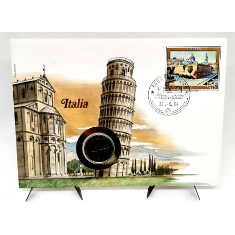 Italia. 1984. Sobre Conmemorativo con Sello y Moneda (Nuevo)