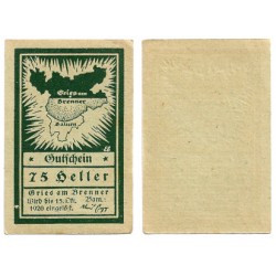 Gries am Brenner (Tirol). 1920. 75 Heller (SC)