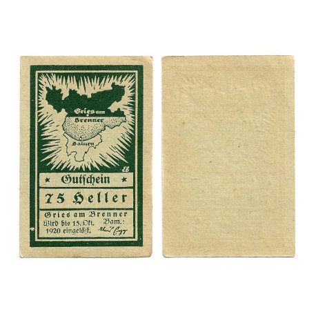 Gries am Brenner (Tirol). 1920. 75 Heller (SC)